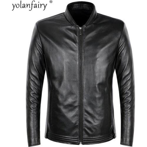 100% Sheepskin Coat Mens Genuine Leather Jacket Men Spring Autumn Mens Leather Jackets Slim Chaqueta Cuero Hombre 2020 KJ5196