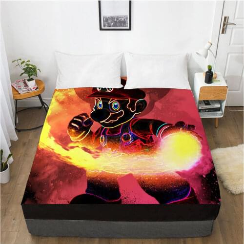 1 PCS 3D Printed Mario The Soul Hero Soft Fitted sheet With Elastic Band solid Bed Sheet Cover-Wrinkle Abrasion Resistant Sheets
