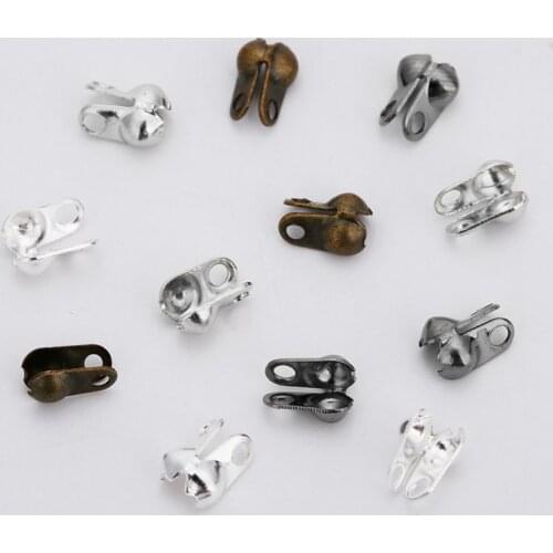 200pcs 1.2 1.5 2 2.4mm Calottes Crimp Beads Ball Chains Connectors Metal Iron Silver Color End Clasps Caps Diy Necklace Findings