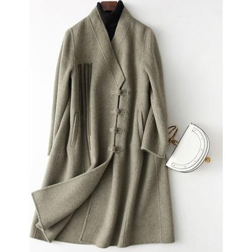 New Spring 2020 Women Wool Coat Alpaca Womens Cashmere Coats Autumn Winter Female Jacket casaco feminino 38502 WYQ1189 's s