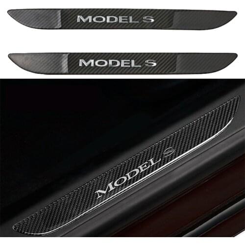 Real Carbon Fiber Threshold Strip for Tesla Model S Door Sill Strip Protector stickers Welcome Pedal Decoration Car Accessories