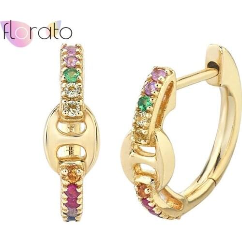 925 Sterling Silver Ear Buckle Hoop Earrings for Women Colorful Crystal Earrings Tiny Ear Hoops Female Daily Jewelry Brincos