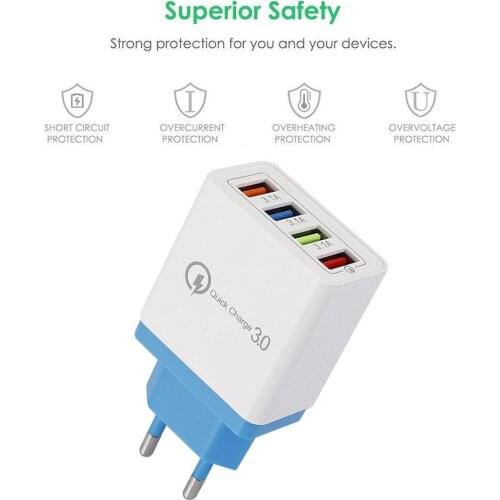 EU/US Plug 4 USB Port QC3.0 quick charger Fast Charger Travel Wall Charger Power Adapter USB Charger phone charger Portable Hot