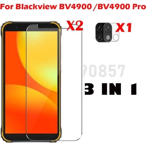 3-in-1 Glass For Blackview BV4900 Pro Screen Protector Glass Full Protection on For Blackview BV4900 Camera Lens Glass