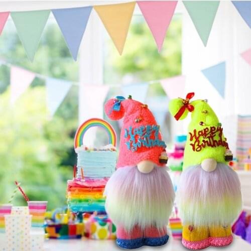 T84E Happy Birthday Gnome Plush Faceless Doll Tomte Swedish Dwarf Handmade Home Decorations Gifts