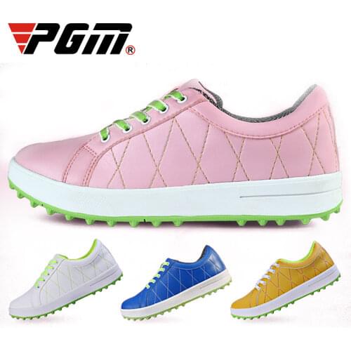 PGM Women Golf Shoes Breathable Microfiber Leather Waterproof Shoes Spikes Anti-slip Good Grip Resistant Golf Shoes XZ033