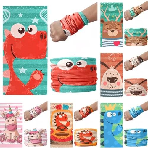 3D Printed Animal Scarf Women Cute Cartoon Girl Handkerchief Summer Neck Gaiter Magic Sports Elastic Headband Hip Hop Hand Strap