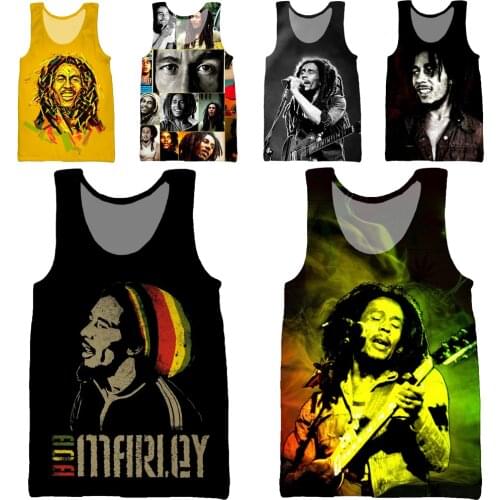 HOXIXIB Bob Marley Vest New 3D Print Singer Summer Fitness Men Tank Tops Sleeveless Women Tees Hip Hop Harajuku Beach Undershirt