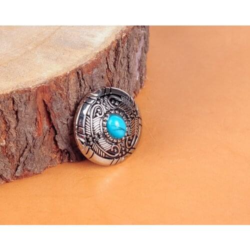 10PCS 30MM FLORAL FEATHER TURQUOISE RHINESTONE SLIVER SCREW BACK LEATHERCRAFT CONCHOS BAG BELT DECOR