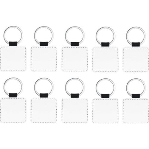 10Pcs Leather Keychains Blank MDF Keychains Sublimation Heat Transfer Keychains Kit