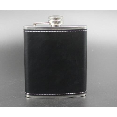 100pcs PU leather bag embossed flagon 7 oz stainless steel Hip Flask sophisticated business gifts SN3212