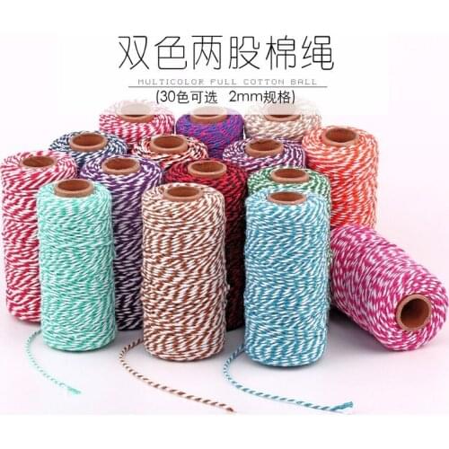 2 pieces Halloween Two-color Cotton Rope Thread Hand-woven DIY Double-strand Color Twisted Rope Tag Thin Cotton Cords