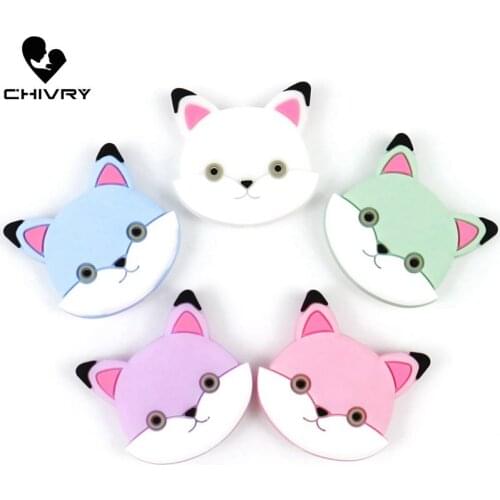 50Pcs Cute Cartoon Baby Teether Food Grade Silicone Animal Fox Shape Baby Teething Necklace Toys DIY Newborn Gifts