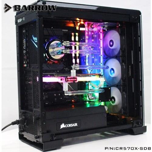 Barrow Acrylic Board as Water Channel use for CORSAIR 570X / 500D Computer Case use for Both CPU and GPU Block RGB Light 3PIN