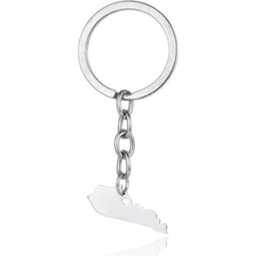 Europe and the United States hot sale stainless steel United States Kentucky map keychain Keychain men and women jewelry