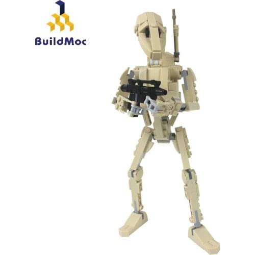 BuildMoc Star Plan Figures B1 Super Battle Droid MOC Movie Warrior Robots Weapon Building Blocks Bricks Figures Toy For Children