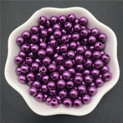 4mm 6mm 8mm 10mm Purple Imitation Pearls Acrylic Beads Round Pearl Spacer Loose Beads For Jewelry Making