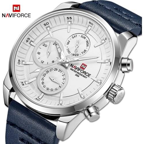 NAVIFORCE Luxury Mens Quartz Watches Military Sport Wristwatch Genuine Leather Waterproof Business Clock Male Relogio Masculino