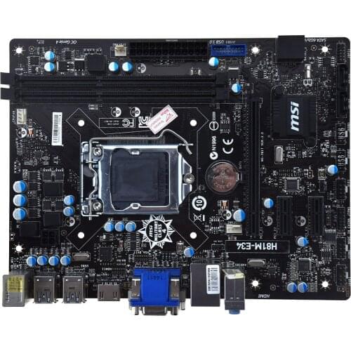 For MSI H81M-E34 LGA 1150 Motherboard H81 DDR3 Micro ATX USB3.0 VGA+DVI+HDMI