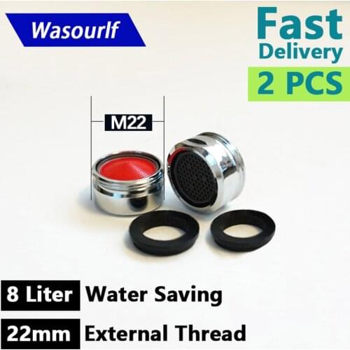 WASOURLF 2 PCS water saving faucet aerator 8L 22mm male thread external tap spout bubble accessories bathroon basin kitchen
