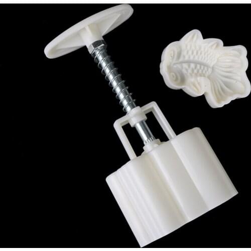 65g Chinese New Year Mooncake Mold 3D Fish Design Cookie Stamp Moon Cake Mold 896A