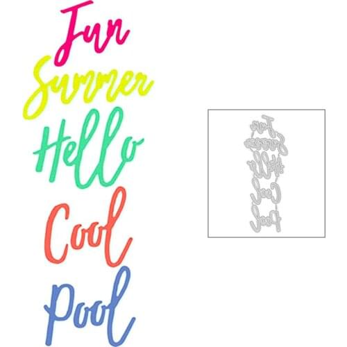 2020 Hot New Summer Hello Cool Pool English Word Metal Cutting Dies and Foil Cut For Scrapbooking Card Paper Making no stamps