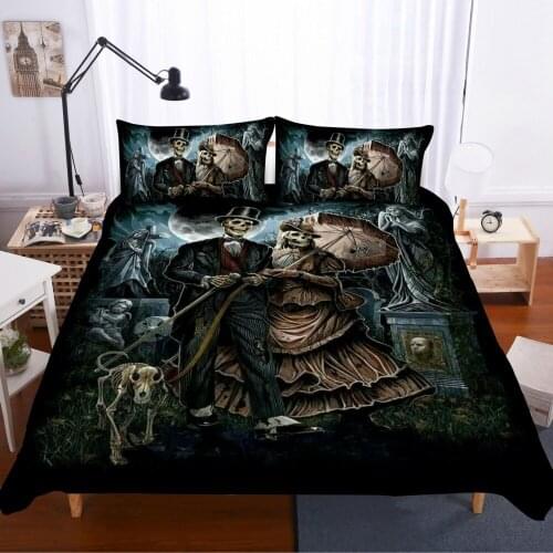 Human 3d Skeleton Bedroom Comforter Set Black Bedding Set Adult Duvet Cover Terrorist Style Size Twin Full Queen King