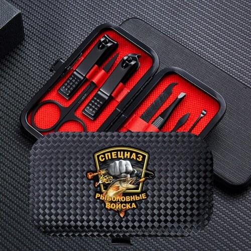 7pcs Manicure Nail Clipper Sets Coat of Arm of Russia Portable Stainless Steel Trimmer Clippers Cutter Scissors Accessories Tool