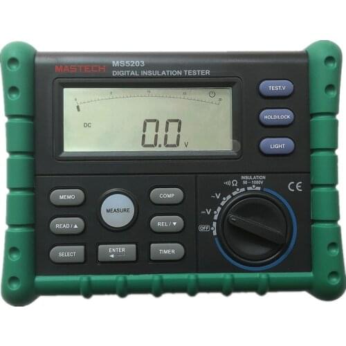 MasTech MS5203 Digital Megger Insulation Tester Resistance Meter Tecrep 10G 1000V AC/DC Voltage Continuity Electrical Test