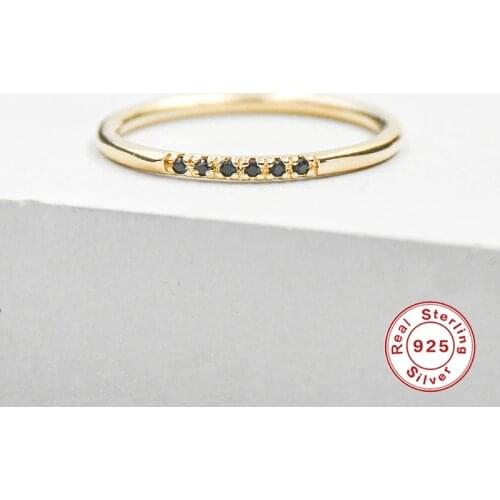 Mini Row Of Black Diamonds Ring 925 Sterling Silver Luxury Fine Jewelry Rings For Women Wedding Rings Anillos Bague Bijoux 2021