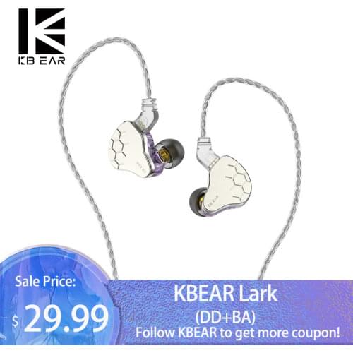 KBEAR Lark Hybrid 1DD+1BA Driver Unit In Ear Earphone Hifi sport music earbuds With 0.78mm pin with 4N Silver plated cable KS2