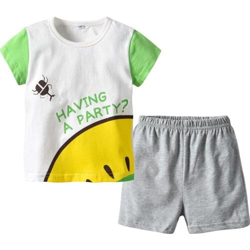 Oklady 2PCS Childrens Sets Boys O-Neck T-Shirt and Pants Shorts Summer Casual Cartoon Cotton Kids Boy Clothes
