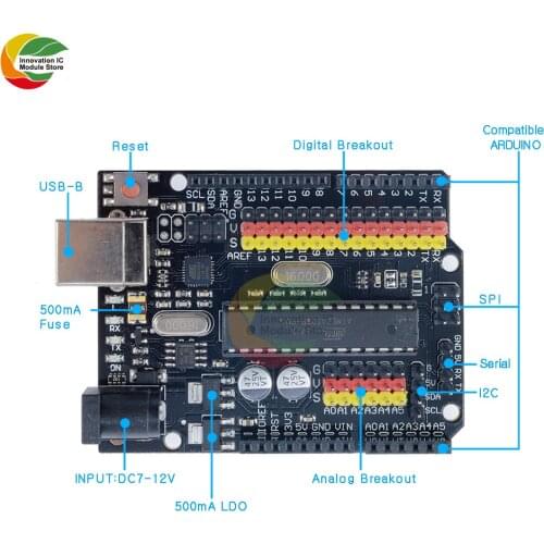 Ziqqucu DM Series R3 PLUS Atmega328P Atmega16u2 Expansion Board Microcontroller SPI IIC for Arduino
