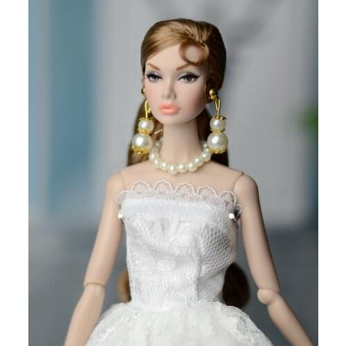 Pearl Bead Earrings Necklace Doll Accessories Jewelry DIY Cosplay For Baby Toy 1/6 Xinyi FR Barbie Doll girl gift