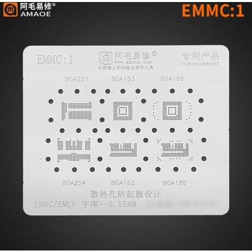 BGA Reballing Stencil Direct Heating Template For EMMC EMCP UFS DDR NAND BGA221 BGA153 BGA254 BGA162 BGA186 BGA132 BGA152 BGA96
