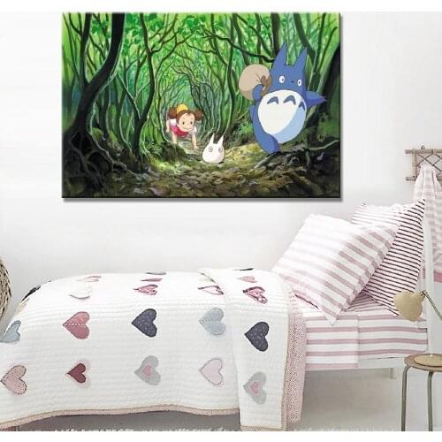 Modern Cartoon Movie Paintings and Prints on Canvas Wall Art Posters Totoro Pictures for Children Bedroom Wall Home Decoration