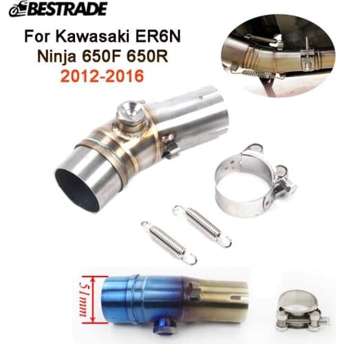 Mid Pipe For Kawasaki ER6N Ninja 650F 650R 2012-2016 Motorcycle Exhaust Pipe Middle Connector Link Tube Slip On 51mm Mufflers