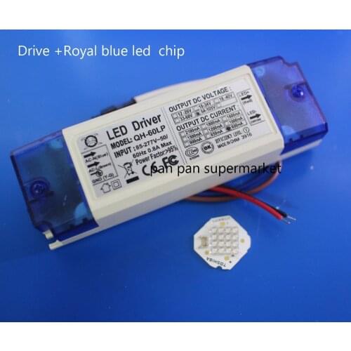 45W LUXEON Rebel ES Royal Blue 450nm High Power Led Emitter+600mA DC54-105V High Power LED Powr Supply For Floodlight