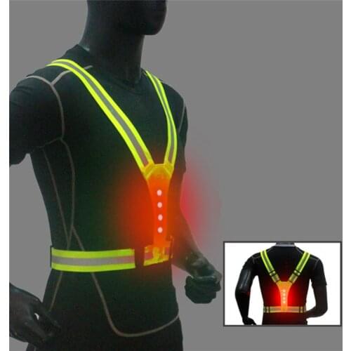 High Visibility Reflective Vest LED Flash Vest Belt Adjustable Safety Vest for Night Running Cycling Outdoor Sports