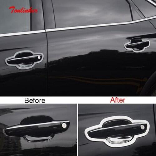 Tonlinker 8 PCS Car Door handle bowls Cover sticker for CITROEN DEESSE DS7 2018-19 Car Styling Stainless steel Cover Stickers