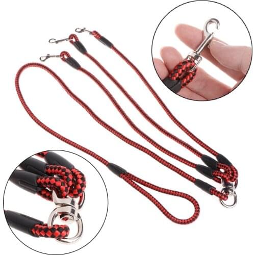 Triple Dogs Leash Coupler Lead With Nylon Soft Handle For Walking 3 Dogs Outside