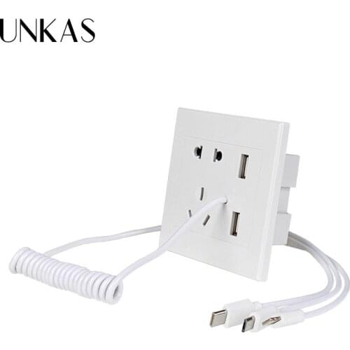UNKAS 2 Ports USB Outlet Power Charger For iphone/Android/Huawei Universal Standard 2.1A USB Wall Socket Home Wall Charger