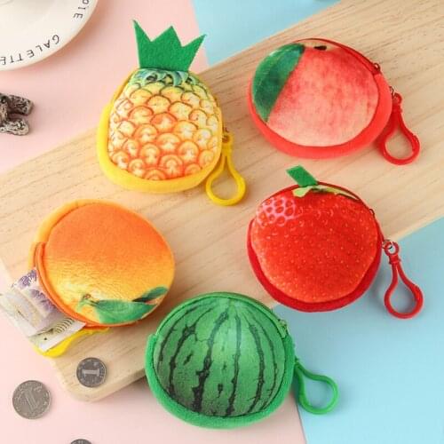 1 PCS Portable Cute Plush Coin Purse Fruit Small Coin Purse Zipper Small Purse Coin Bag Child Birthday Gift