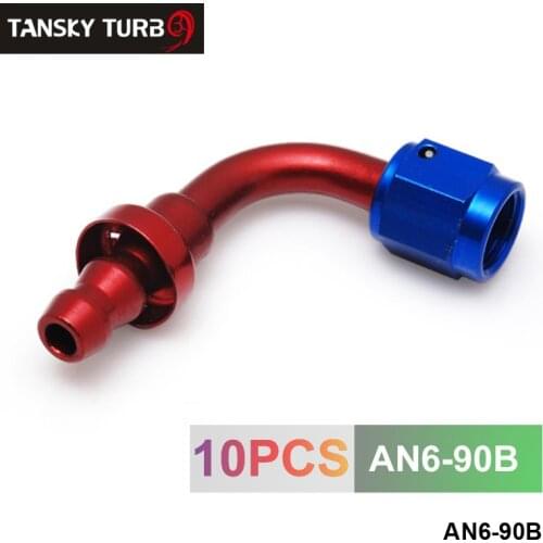 10pcs /set 90Degree High Performance AN-6 Hose End Fitting Aluminum oil cooler hose fitting AN6-90B
