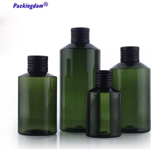 10pcs Plastic Container Bottles Light Avoiding Bottle Empty Dark Green Black Aluminum Cap Inner Plug 50ml 100ml 150ml 200ml