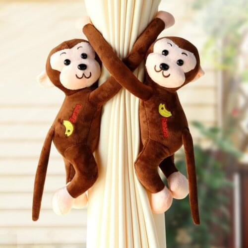 2Pcs Cartoon Magnetic Monkey Curtain Tieback Cute Buckle Curtain Accessories Straps Ropes Childrens Room Tieback Clip Decor