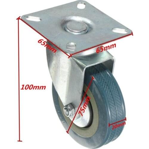 2 Pcs Lot 75mm Heavy Duty Trolley Furniture Rubber Swivel Castor Wheel