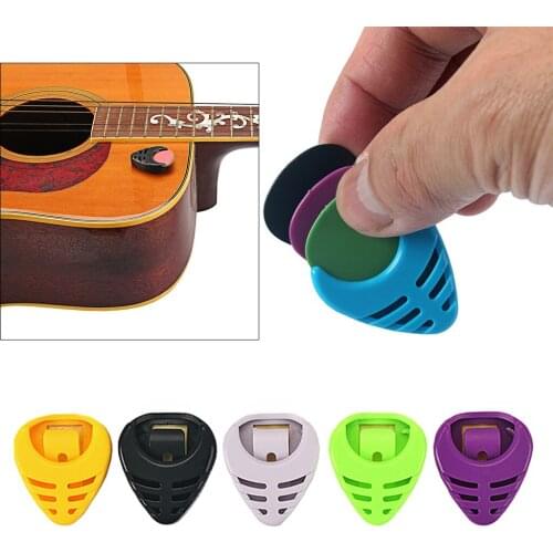 6 Pieces Colorful Guitar Finger Picks ABS Plastic Ukulele Plectrum Holders Cases Boxes Random Color