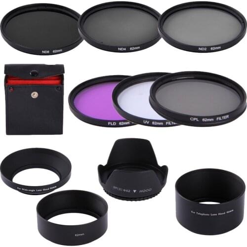 62mm CPL UV FLD ND2 ND4 ND8 Lens Filter Kit Hood For Tamron AF 18-250mm/18-200mm