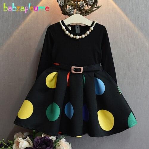 Babzapleume spring autumn toddler girls dresses fashion style long sleeve dot princess baby dress for children clothing BC1450